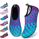 WateLves Water Shoes for Womens Mens Barefoot Quick-Dry Aqua Socks for Beach Swim Surf Yoga Exercise New Translucent Color Soles