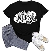 Wlen Womens Nurse Shirts School Nurse T-Shirts Nursing Life Tee Tops