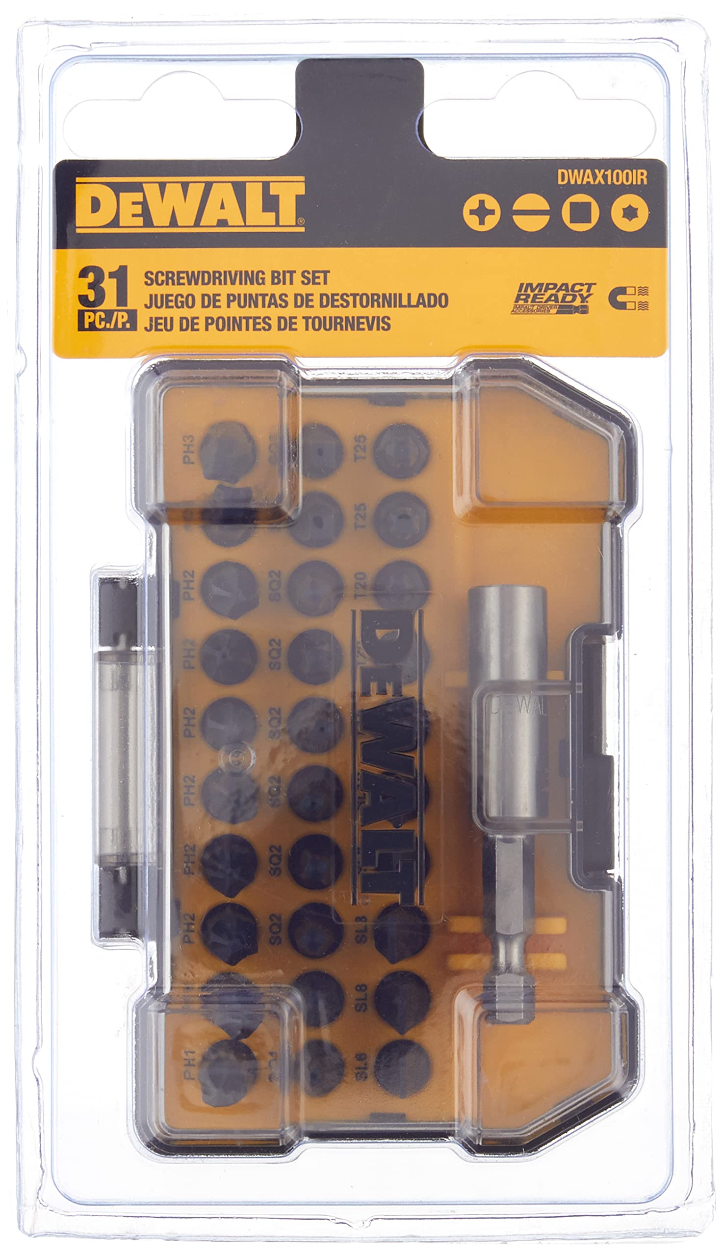 DEWALT DWAX100IR Screwdriving Tough Case Set, Extra Small, 31-Piece