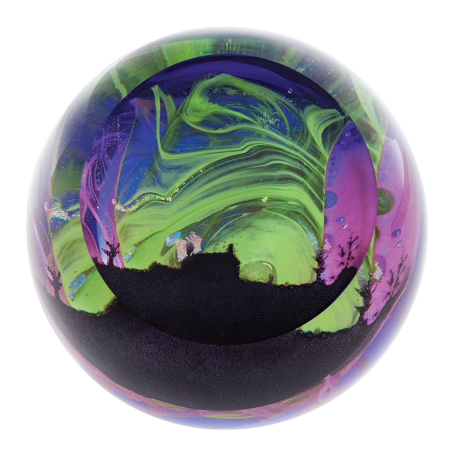 Caithness Glass Landmarks Northern Aurora Paperweight | Single | 80mm x 85mm | Handmade in Scotland | Encapsulates the dazzling phenomenon in abstract swirls| Ornamental | Boxed | Gift