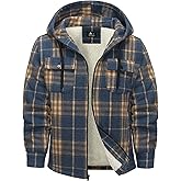 JACKETOWN Mens Flannel Hoodies Plaid Hoodies Winter Zip Up Fleece Jacket Sherpa Fleece Lined Warm Flannel Jacket Coat
