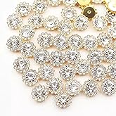 12mm 150pcs Crystals Clear Sew on Rhinestones, Glass Gems Jewels for Crafts, Metal Base Claw Sunflower Shape Flatback Rhinestones Sewing Gemstones for Crafting, Clothes Shoes Hats Belt Accessories