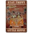 Vintage Metallschild 'Stay Trippy Little Hippie' – 20,3x30,5 Cm, Aluminium, Für Wanddekoration Im Hippie-Style