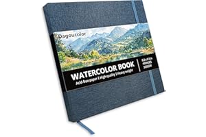 DagouColor Carnet de notes aquarelle 21,6 x 21,6 cm, 300 g/m², 24 feuilles de papier aquarelle pressée à froid, couverture en