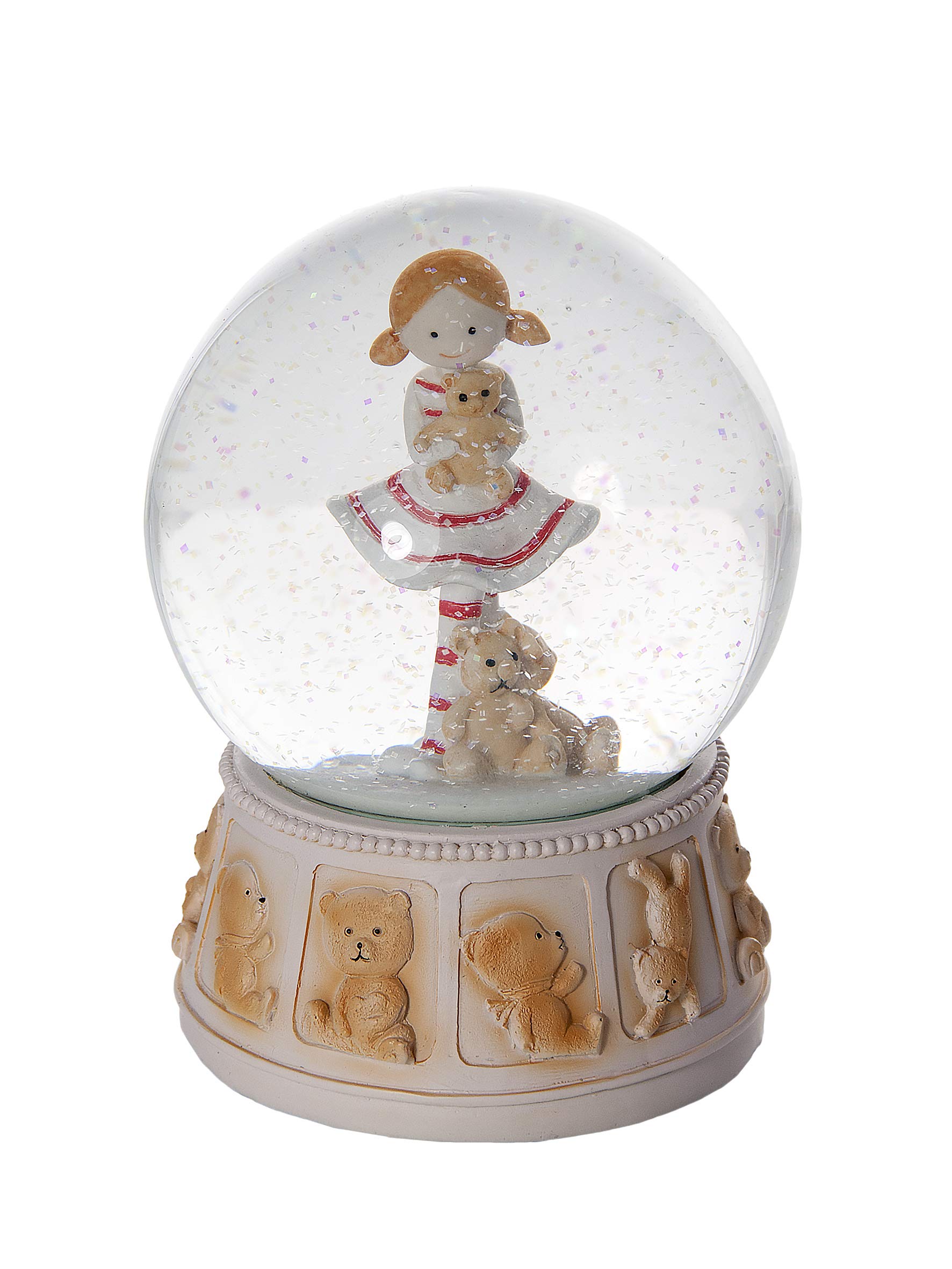 Mousehouse Gifts - Christmas Snow Globe with Teddy Bear Scene, Glass Globe for Girls
