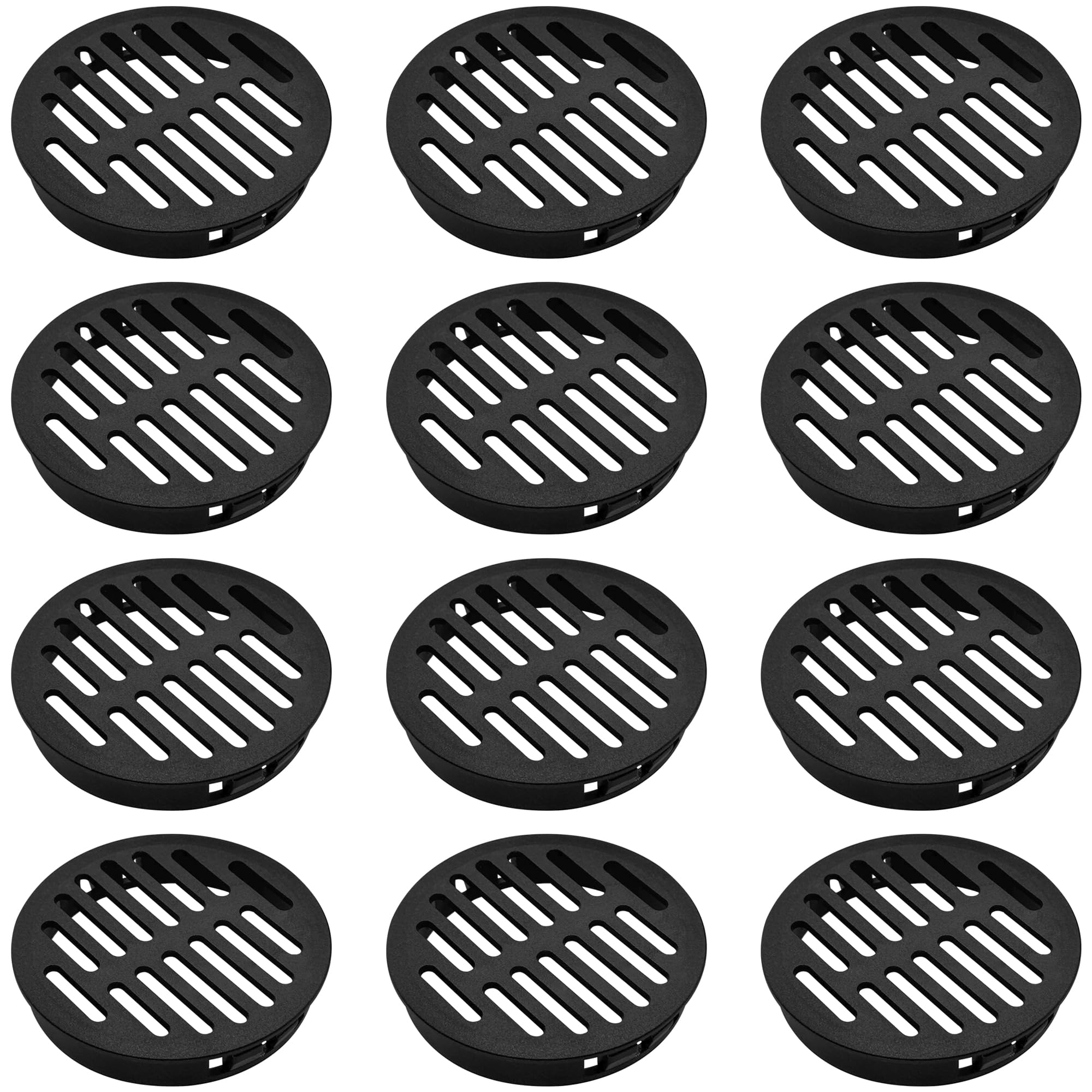 12 PCS Plastic Snap-On Mesh Air Vent Covers for Bathroom, Cabinet and Wardrobe (Black)
