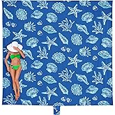 WEKAPO Beach Blanket Waterproof Sandproof Oversized, Extra Large Beach Mat Sand Free, Lightweight & Compact Sand Free Mat with 6 Stakes & 4 Corner Pockets