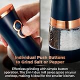 Tower Midnight Blue Rose Gold Battery Salt Pepper Mills Adjustable Ceramic view 5