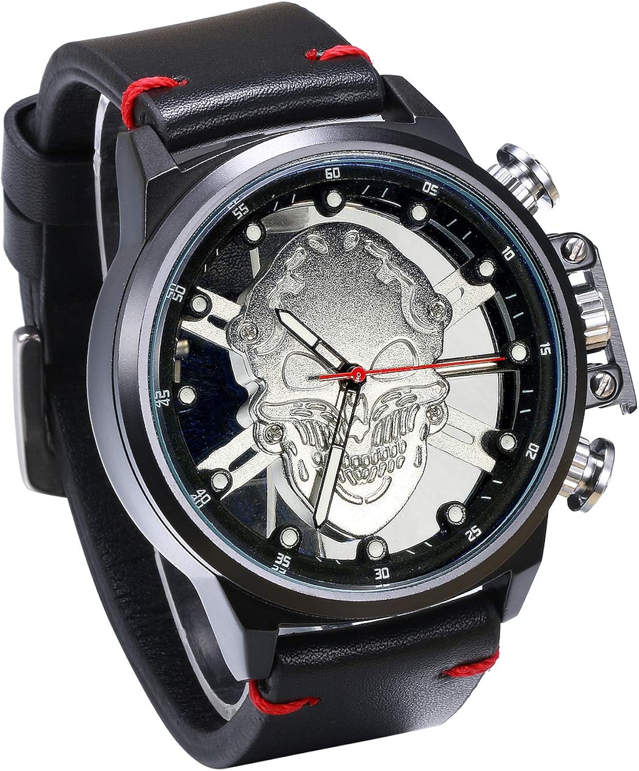 JewelryWe Herrenuhr Analog Quarz wasserdichte Armbanduhr Gotik