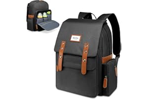 WITSTEP Diaper Bag Backpak with the flap, Vintage Style Large Capacity Diaper Bag Large Capacity Top Open Wide Open Flap Diaper Bag