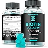 Biotin & Collagen Peptides Gummies - Collagen Peptides 50000mcg + Biotin 10000mcg Chewable Vitamin B7 for Hair Skin and Nails