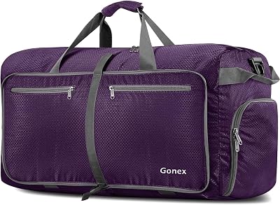 Gonex 150L Large Foldable Duffle Bag with Shoes Compartment Purple
