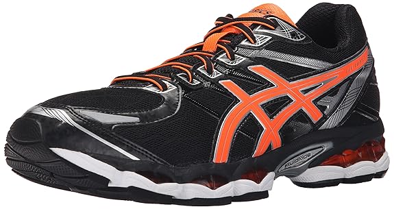 ASICS Men's Gel Evate 3 Running Shoe, Black/Hot Orange/Silver, 15 M US