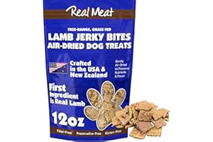 TRMC Real Meat Dog Treats - 12oz Bag of Bite-Sized Air-Dried Lamb Jerky for Dogs - Grain-Free Jerky Dog Treats Made up of 95% Human-Grade, Free-Range, Grass Fed Lamb - All-Natural High Protein Dog Treats