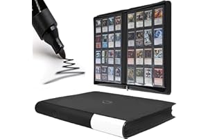 D DACCKIT Premium Card Binder 16 Pocket - Fits 1600 Cards，4X4 Ringless Card Album with Sleeves for Trading Cards & Sports Cards（Model C，Classic Black）