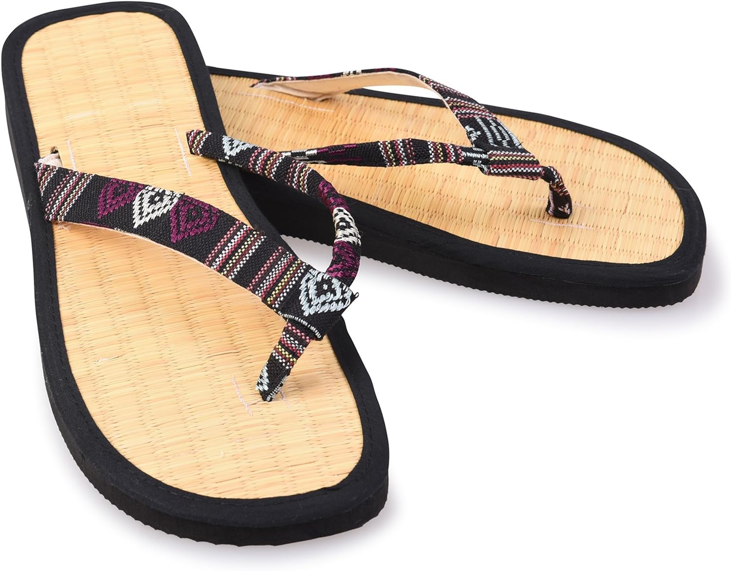 black seagrass flip flops