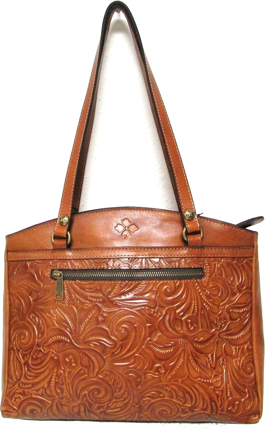 Patricia Nash Burnished Tooled Collection Poppy Tote Gold Brown Large