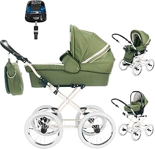 Friedrich Hugo Natureline Uni | 4 in 1 Kombi Kinderwagen | ISOFIX Set | Farbe: Elisabeth Forrest Creme