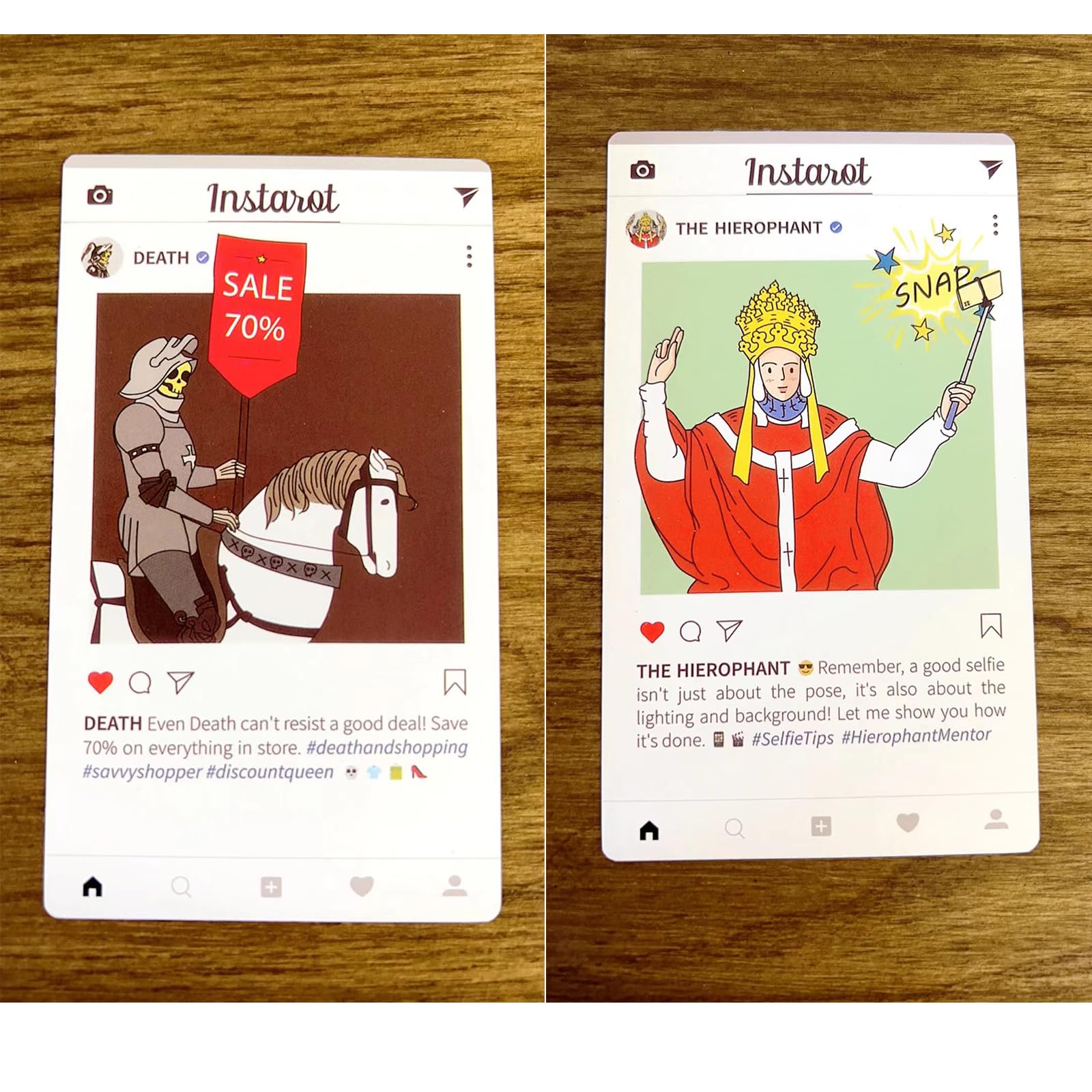 Atesswy InsTarot: 78-Card Social Lifestyle Tarot Deck | Sparkling Purple Edges | Standard Size: 4.75