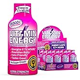 Vitamin Energy Mood+ Extra Strength Energy Shot Tropical Berry 12 Pack, 260mg Natural Caffeine, B-Vitamins, Rhodiola, Chamomile, Mood & Energy Support, Zero Sugar, Gluten-Free, Vegan, 1.93 fl oz