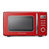 Galanz GLCMKZ07RDR07 Retro Countertop Microwave Oven with Auto Cook &amp; Reheat, Defrost, Quick Start Functions, Easy Clean with Glass Turntable, Pull Handle.7 cu ft, Red