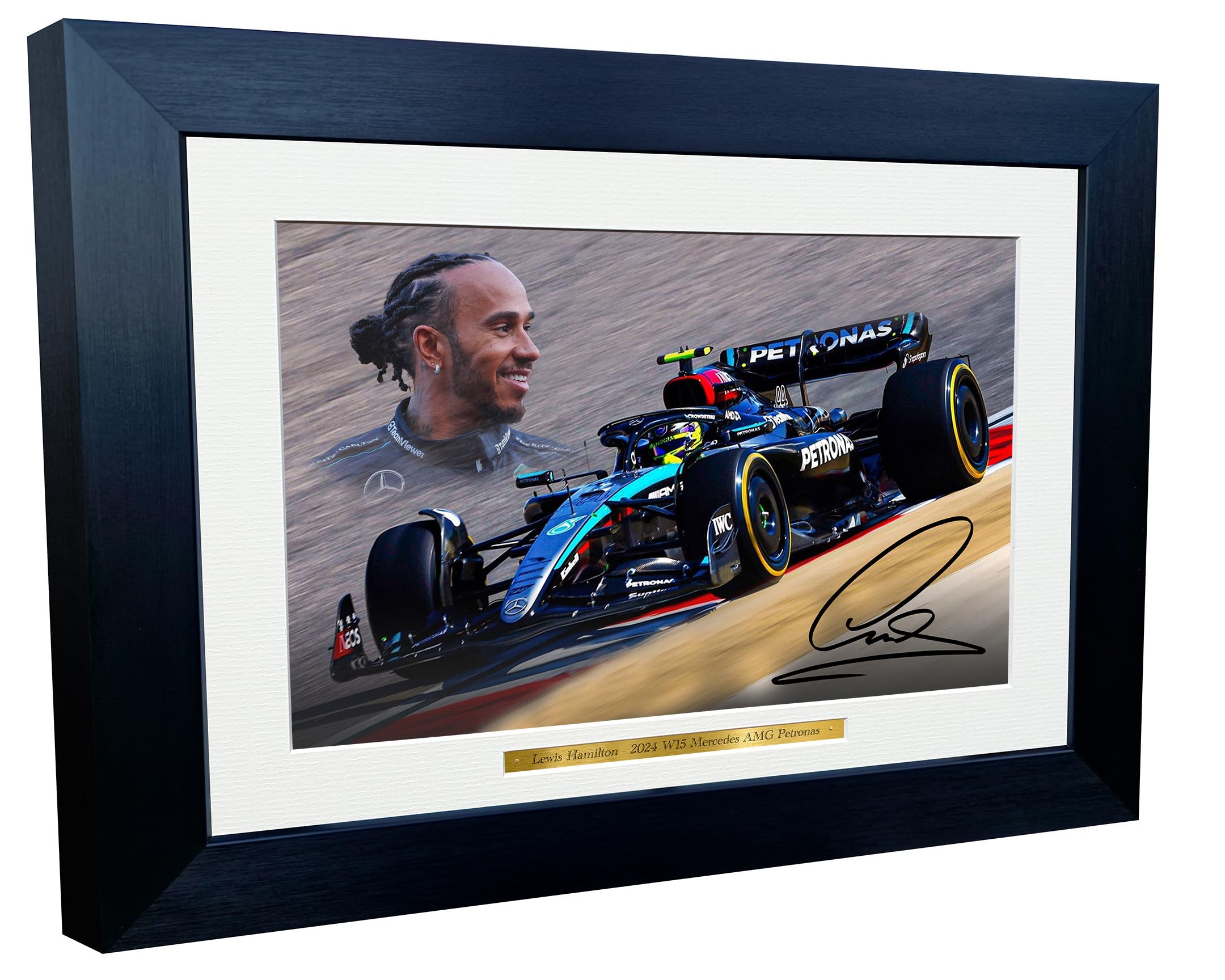 Kitbags & Lockers 12x8 A4 2024 Lewis Hamilton Mercedes AMG Petronas F1 Team Autographed Signed Photo Photograph Picture Frame Racing Formula 1 F1 Poster Gift
