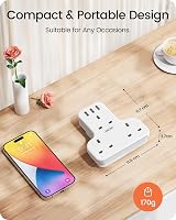 LENCENT 3 Way Plug Extension Socket with 3 USB Ports 13A 3250W UK view 7