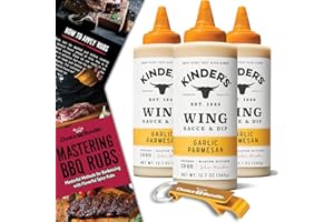 Kinder’s Garlic Parmesan Wing Sauce & Dip 3 PK Choice Bundle (38.1 oz) + Barbecue/BBQ Guide & Keychain Bottle Opener (5 Items)!