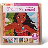 Melissa &amp; Doug Disney Princess Wooden Cube Puzzle Blocks | 16 Wood Blocks, Storage Tray, 6 Disney Princess Scenes, Matching &amp; Stacking Puzzle, Preschool Learning Toys for Kids, Ages 3+