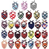 Dog Bandanas Bulk, 30 PCS Segarty Triangle Dog Scarves, Dog Kerchiefs, Plaid Cloth Bandanas for Medium Large Dogs Small Girl