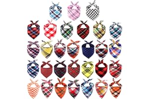 Dog Bandanas Bulk, 30 PCS Segarty Triangle Dog Scarves, Dog Kerchiefs, Plaid Cloth Bandanas for Medium Large Dogs Small Girl 