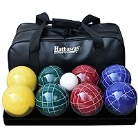 Hathaway Deluxe Bocce Ball Set - 11-Piece Tournament Quality Set With Carrying Case, 107mm Balls