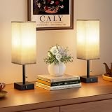 Aooshine Bedside Lamps Set of 2 with USB Ports Grey Shade 3-Color Modes view 2