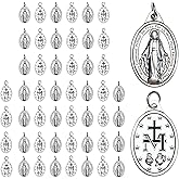 Milagrosa Medal Bulk Pack of 50, 1" Silver Milagrosa Medals Catholic Pendant for Women Necklace & Rosary Necklace,Religious Virgin Mary Cross Charms for Jewelry Making,Medalla De La Virgen Milagrosa