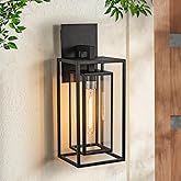 Tarentlight 18"Ht Modern Industrial Outdoor Wall Light Fixture with Textured Black Anti-Rust Metal and Clear Glass, Wet Rated