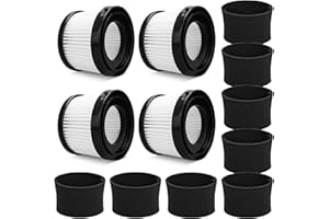 PAYUDAL 4 Packs DCV501HB DCV5011H Replacement HEPA Filters. Compatible With DEWALT 20V Vacuum Cordless Handheld Vacuum Filter. Compared To Part DCV5011H DCV501HB Filter, with 8 Pack Foam Sleeve Filters