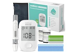 VivaGuard Blood Glucose Monitor Kit Voice Talking,1 Glucose Meter 1 Lancing Device 100 Glucometer Strips 100 30G Lancets,Blood Sugar Diabetes Testing Kit for Home use with Carrying Case,No Coding