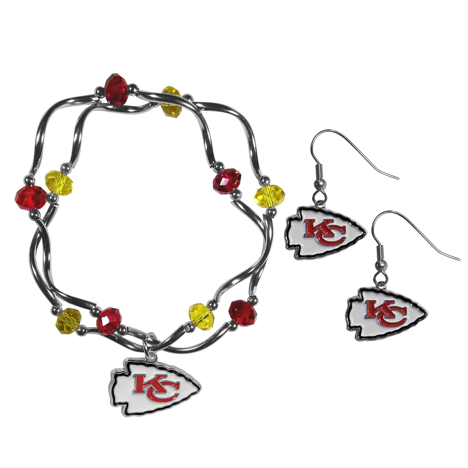 Siskiyou NFL Womens Dangle Earrings and Crystal Bead Bracelet Set