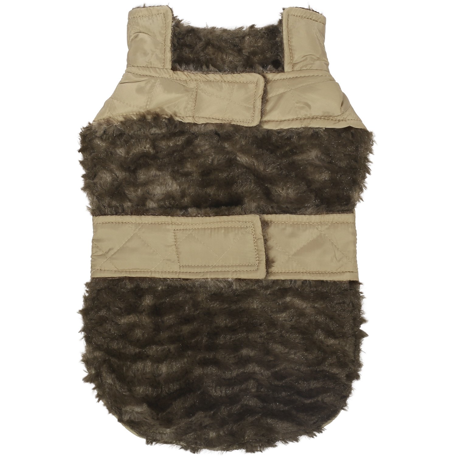 Pecute Dog Jacket Winter Warm Soft Fleece Liner Pet Vest with Strap Closure Light Tan L