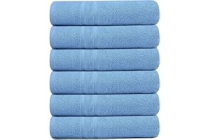 Pristine Linen Hotel & Spa Cotton Bath Towel Set of 6 Bathroom Towel 24 x 48 Soft Absorbent Lightweight Cotton Towels for Pool Gym Shower Aqua Blue