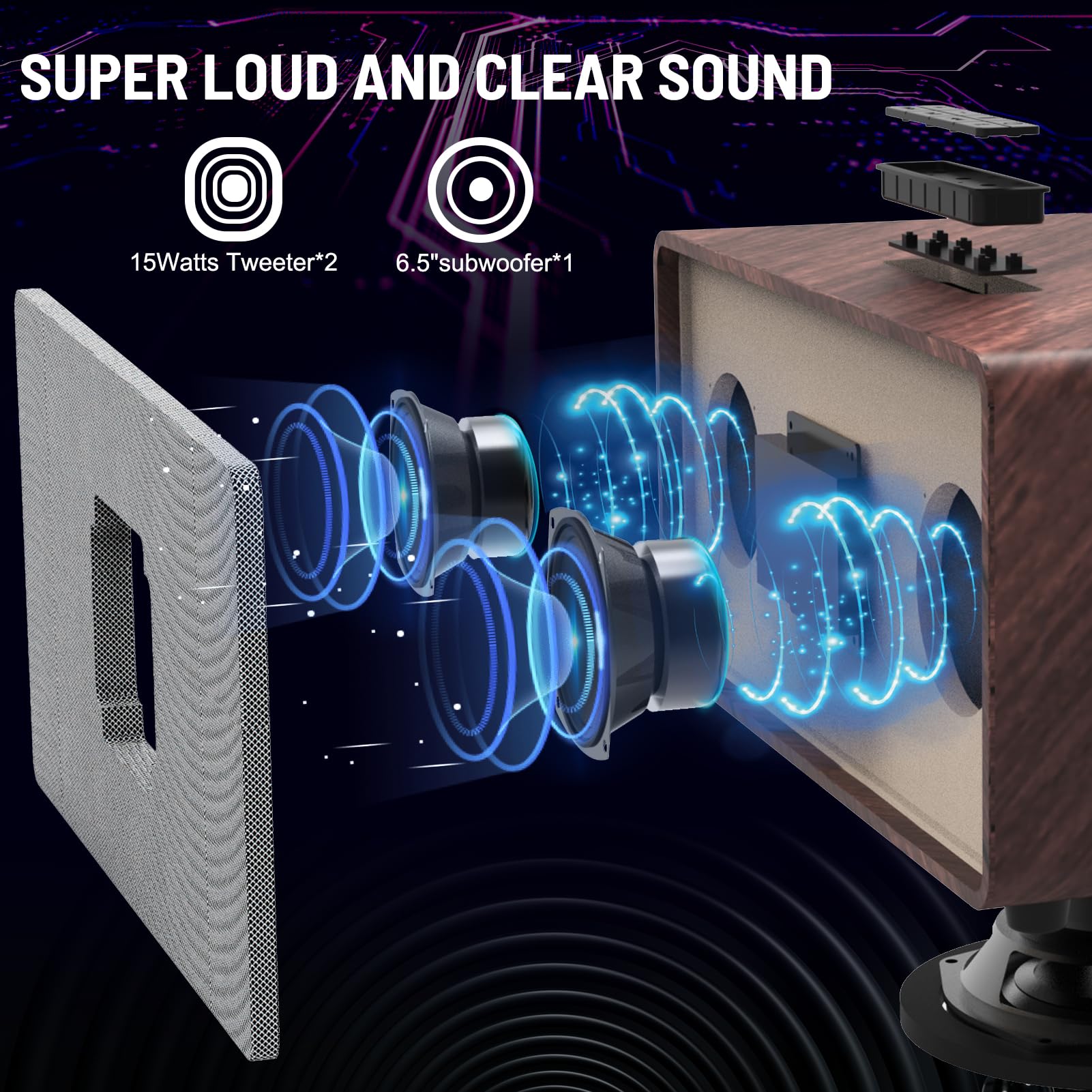 RHM K222 Karaoke Machine with 2 UHF Wireless Microphones & 5 Sound