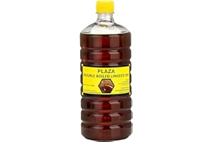 Double Boiled Linseed Oil by PLAZA- 1 Litre Pack used for Wood Finishing, On Walls before applying paint, mixing in putty, bare wooden furniture, outside wooden furniture, Cricket bats, hockey, guitar