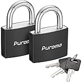 Puroma Lock Keyed Padlock, 2 Pack Aluminum Locks