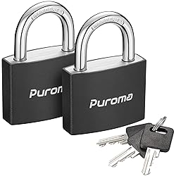 Puroma Lock Keyed Padlock, 2 Pack Aluminum Locks
