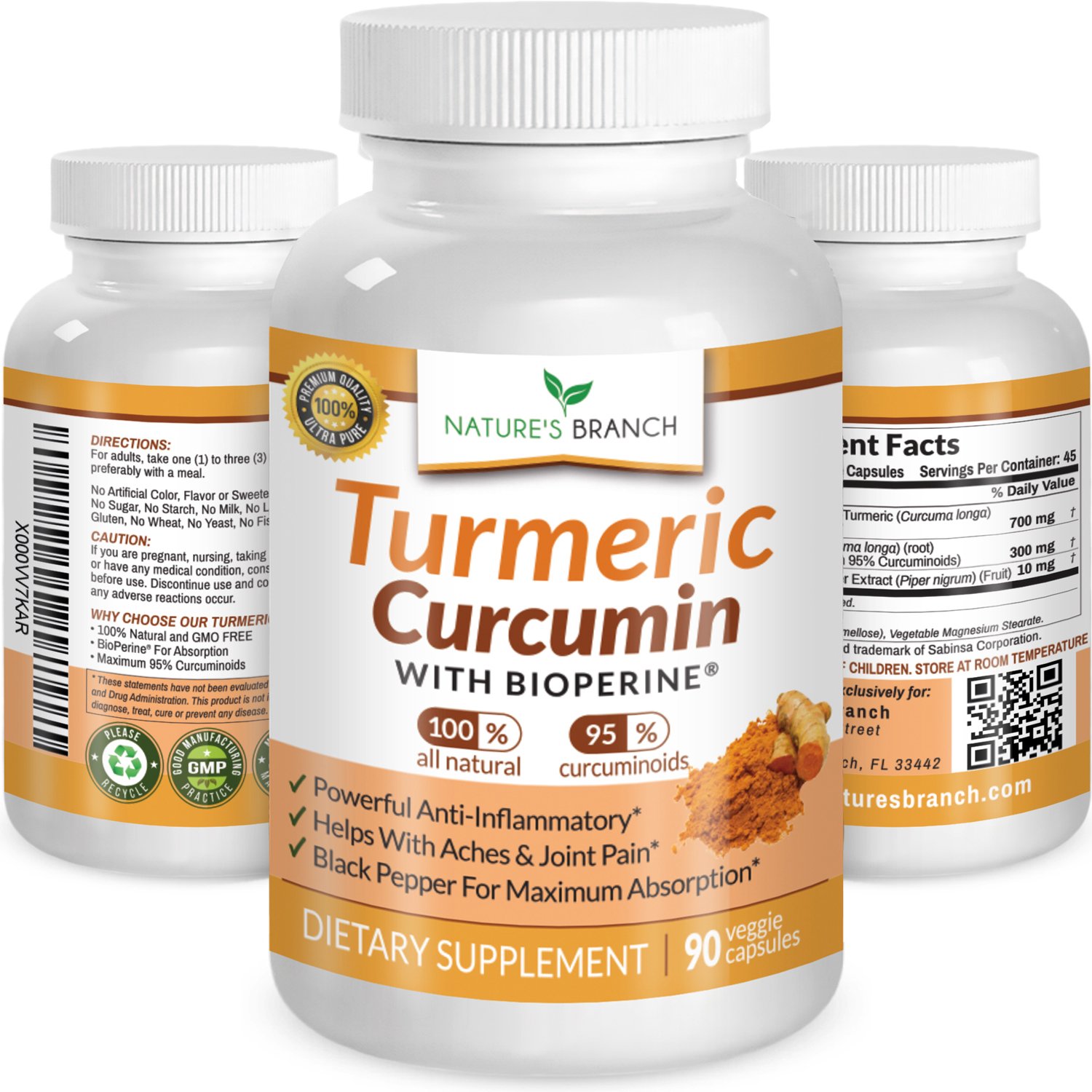 BEST EXTRA STRENGTH TURMERIC CURCUMIN WITH BIOPERINE BLACK PEPPER