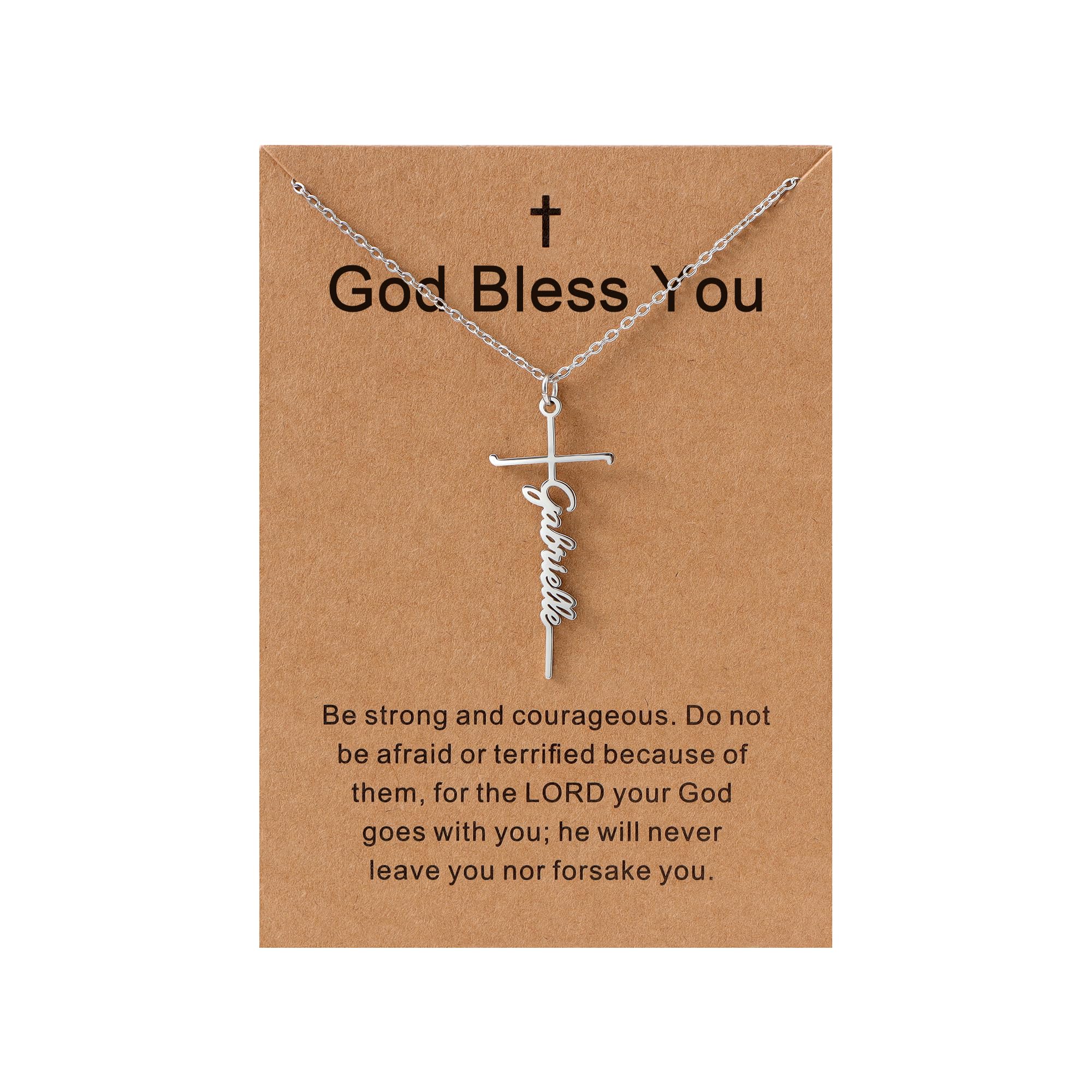 Lcherry Gabrielle Name Cross Necklace Personalized