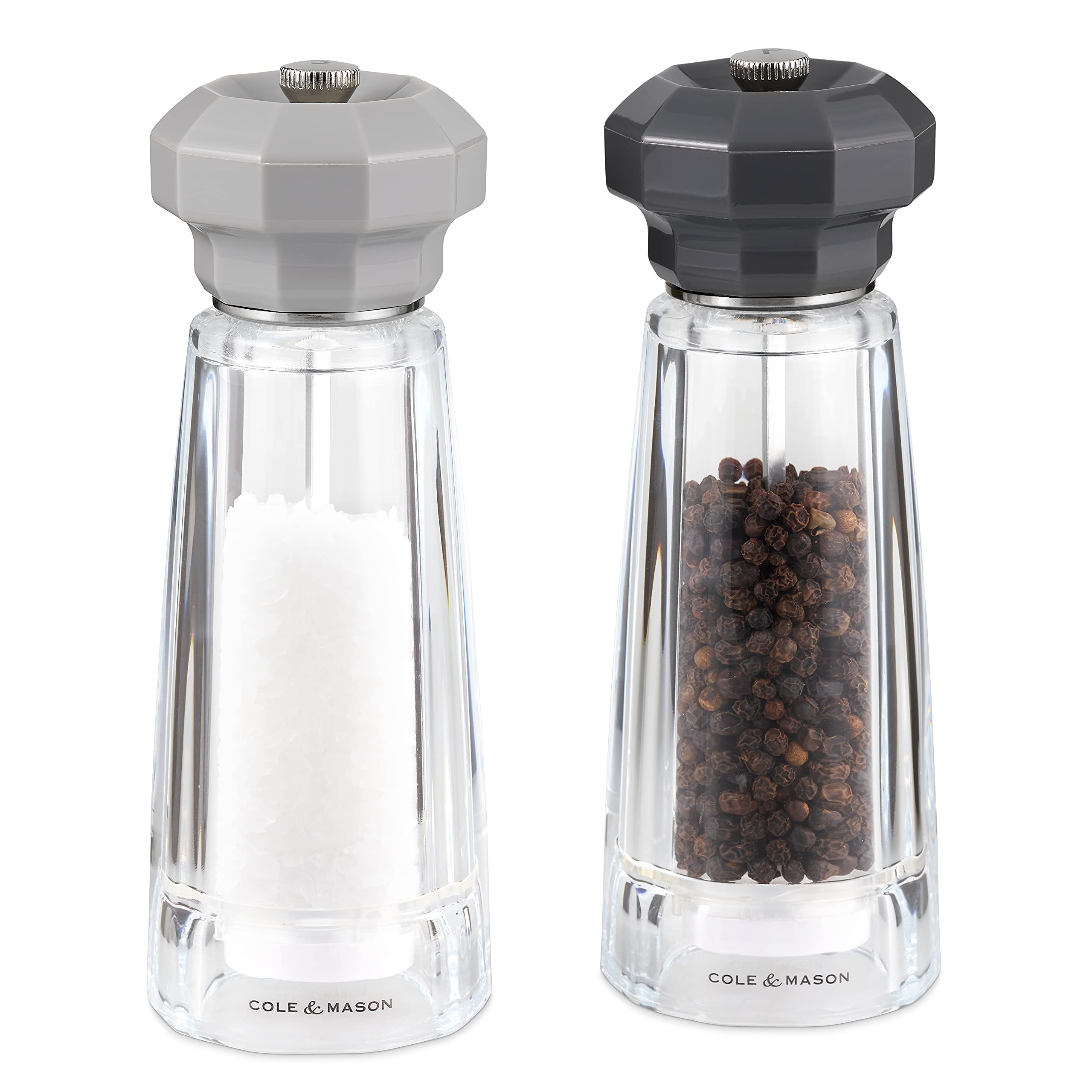 Cole & Mason Burford Electronic Salt and Pepper Grinder, Ceramic Mechanism with Adjustable Grind, ABS Plastic, 180mm, Use as a Salt or Pepper Mill, H312029