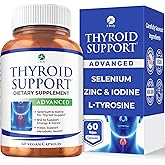 1 Body Thyroid Support Supplement for Women and Men, Selenium with Iodine, Zinc, B12, Ashwagandha and L-Tyrosine, Supports Hormone Health, Energy and Metabolism, 30 Day Supply