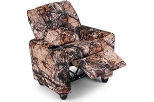 GLACER Kids Recliner with Cup Holder, Velvet Toddler Lounge Chair w/Adjustable Backrest & Footrest, Spring-Loaded Seat Cushion, Push Back Toddler Sofa for Boys & Girls Ages 3+ Years Old (Camouflage)