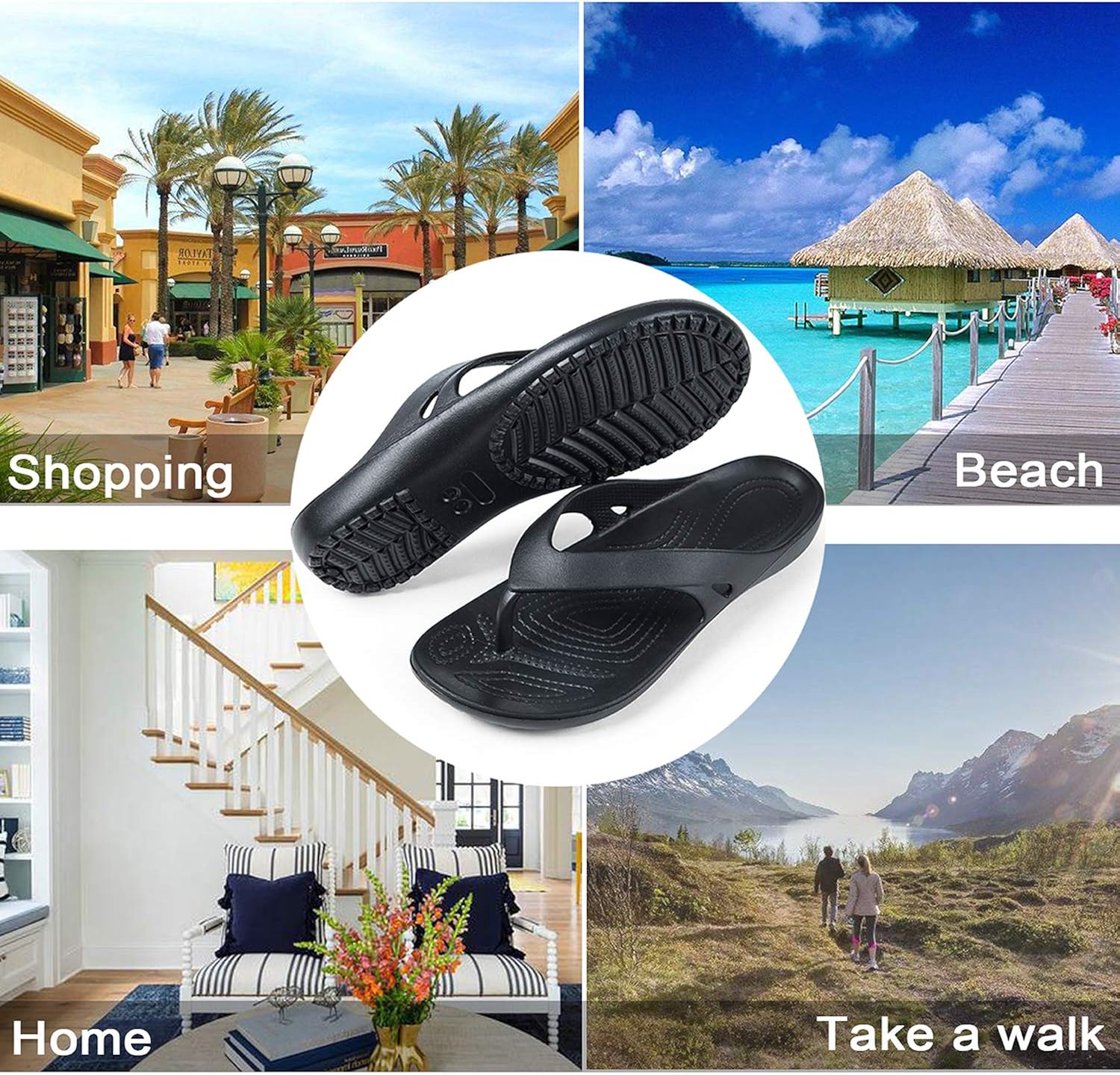  | Temi Women's Flip Flops, Soft Lightweight Sandals for Women Anti Slip Casual Slippers Shower Beach Pool Bathroom Flat Slides Shoes | Slides